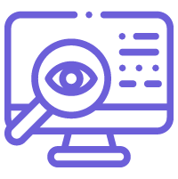 Computer and magnifying glass icon