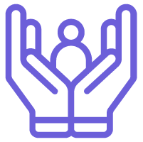 Hands holding person icon