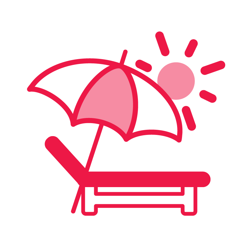 An icon of a sunbed in the sun.