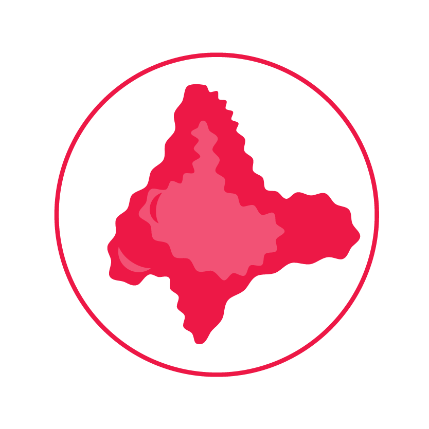 An icon of a mole with an irregular border.