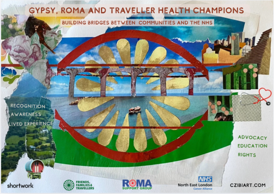 A graphic displaying some artwork from the Gypsy, Roma and Traveller community.
