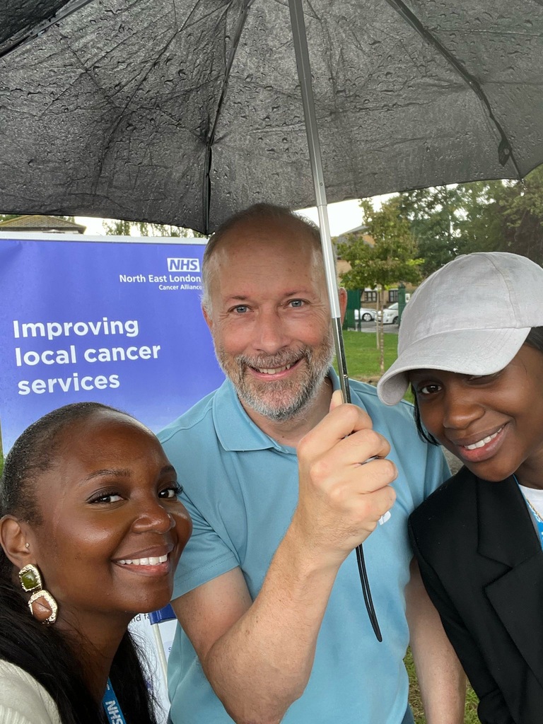 3 people under one umbrella 