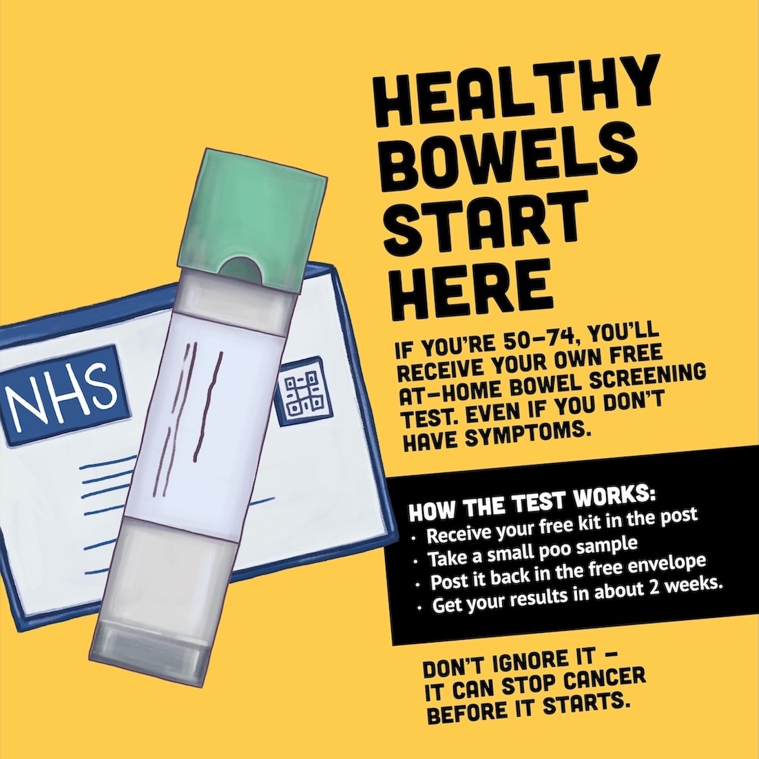 A social media graphic for bowel screening