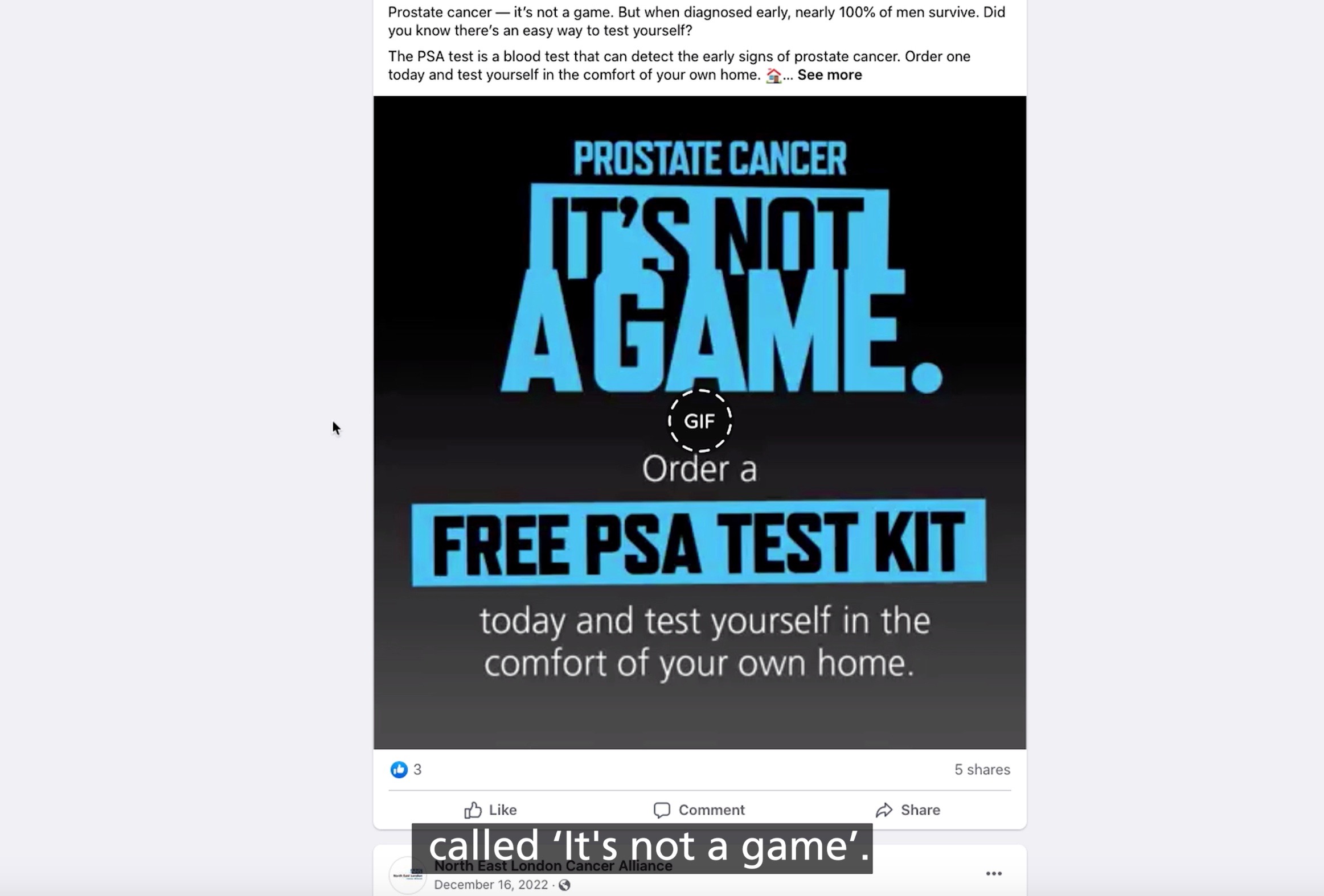 The image is of a Facebook ad which is advertising a free PSA kit.