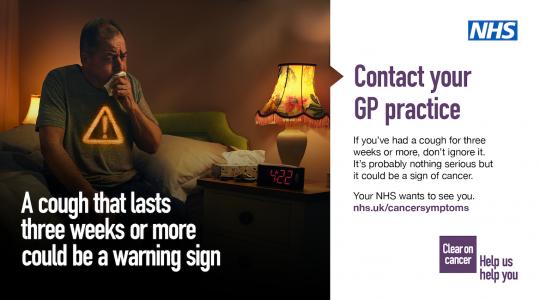 Picture of man on bed with a cough