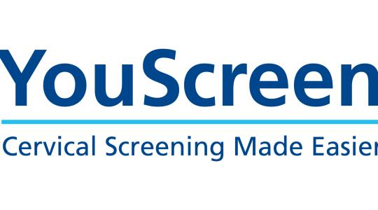 The image is of a logo which says YouScreen, and underneath are the words Cervical Screening Made Easier