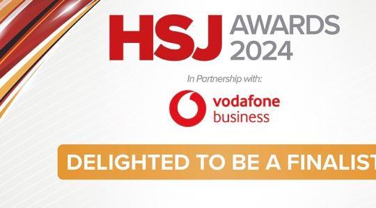 The images says HSJ Awards 2024, Delighted to be a finalist
