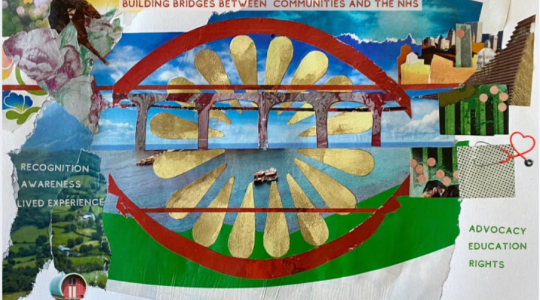 A graphic displaying some artwork from the Gypsy, Roma and Traveller community.