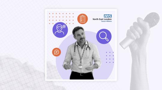 An image of a GP surrounded by icons which represent getting checked by your GP.