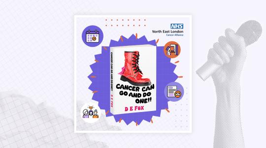 An icon of a book which says Cancer Can Go and Do One!!