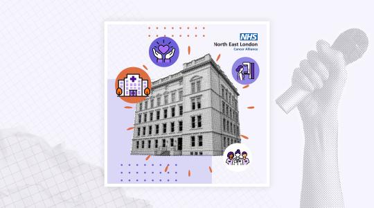 A graphic of a building representing Barts breast cancer centre
