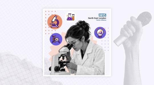 A scientist is looking through a microscope.