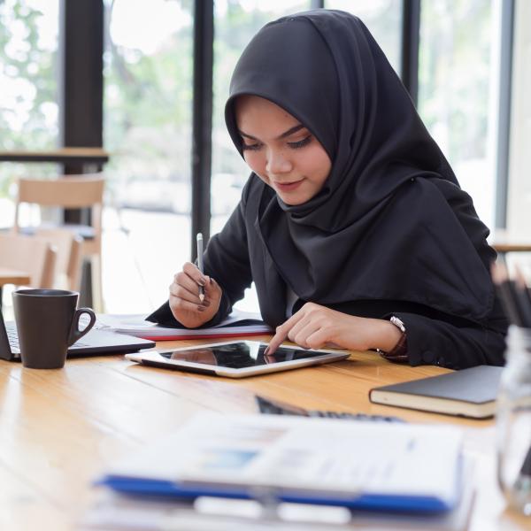 person studying at a desk