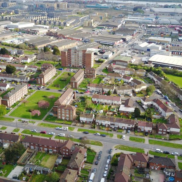 Birds eye view of hospital