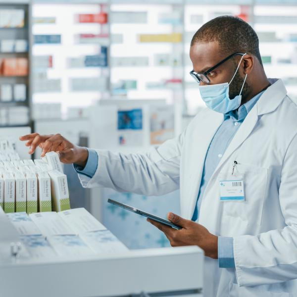 Pharmacists organising prescriptions