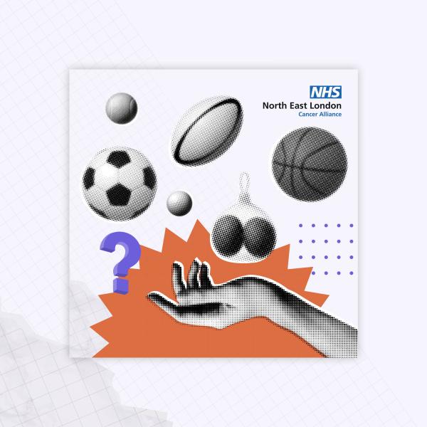 An icon of various balls, including rugby, football, basketball and what looks like an icon of some testicles.