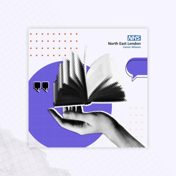 A hand is reaching out to an open book.