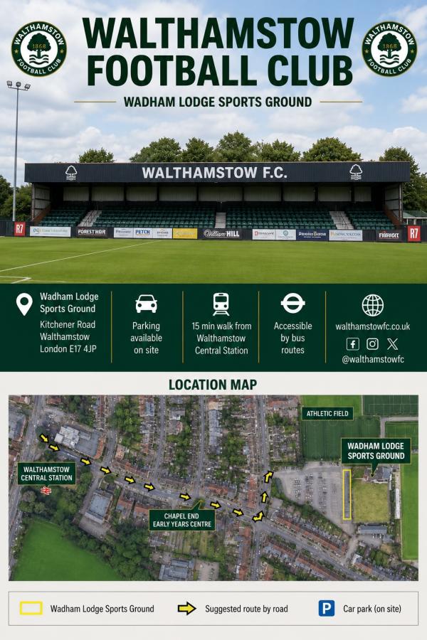 A map showing Walthamstow Football Club